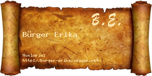 Bürger Erika névjegykártya